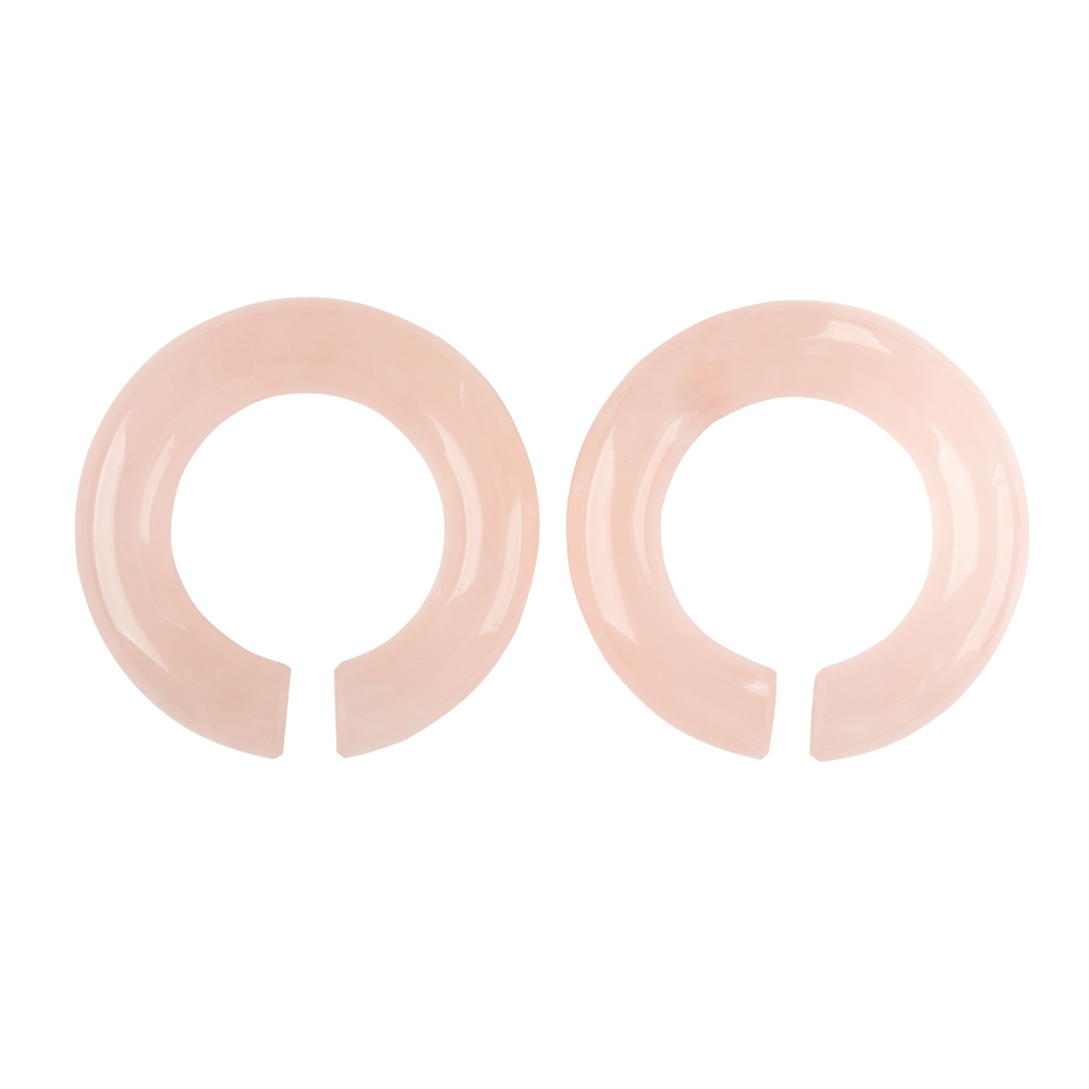 Rose Quartz Stone Hoop Plugs - Pair