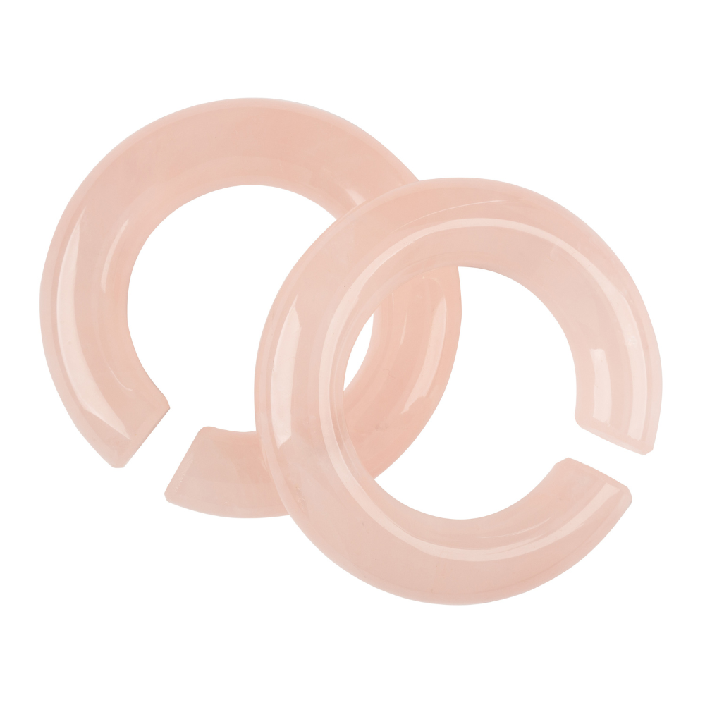 Rose Quartz Stone Hoop Plugs - Pair