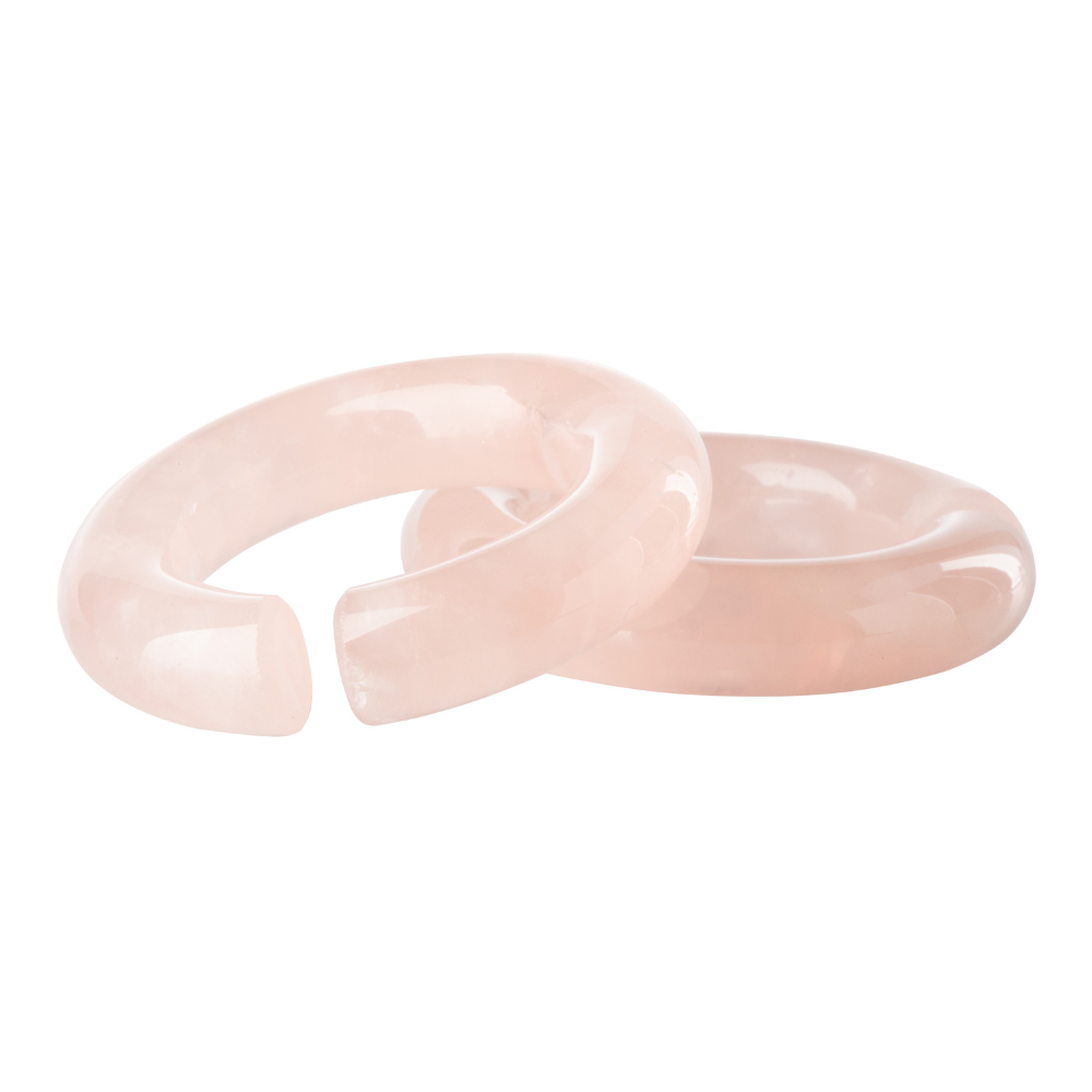 Rose Quartz Stone Hoop Plugs - Pair