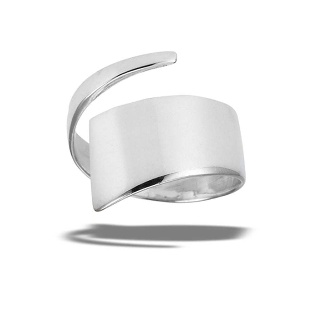Polished Modern Spiral Wrap Ring - 925 Sterling Silver