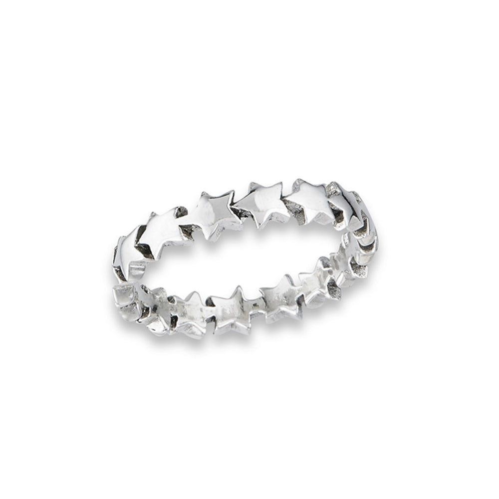 Star Lined Ring - 925 Sterling Silver