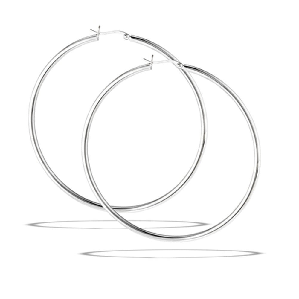 3mm Thick Hoop Earrings - Pair - 925 Sterling Silver