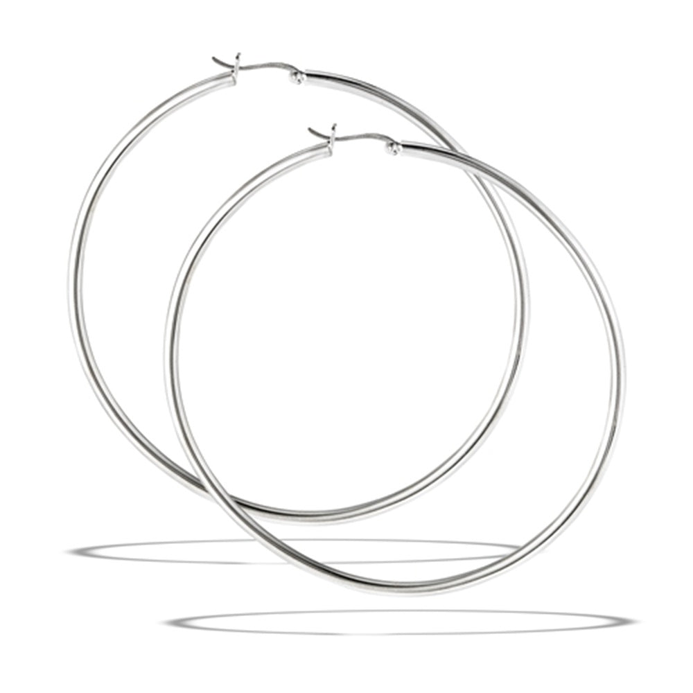 3mm Thick Hoop Earrings - Pair - 925 Sterling Silver