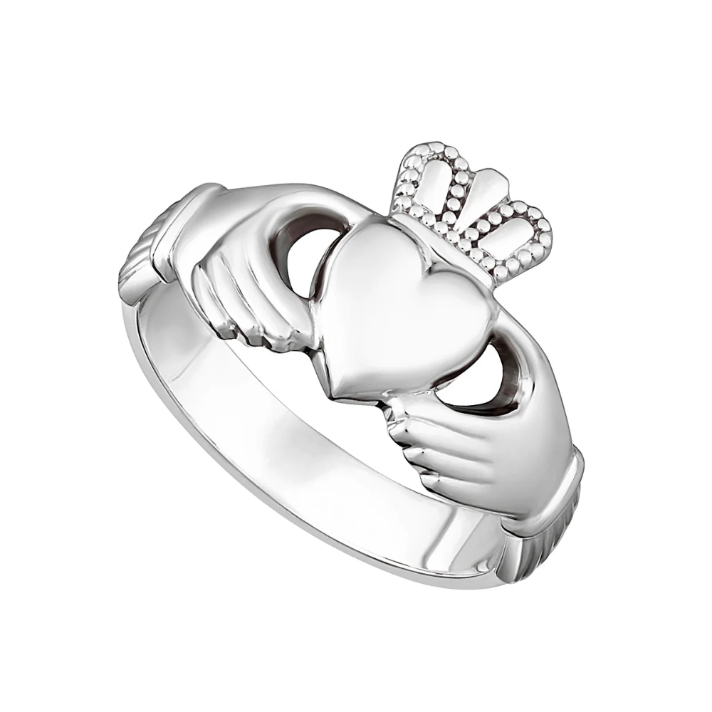 Thick Band Claddagh Ring - 925 Sterling Silver