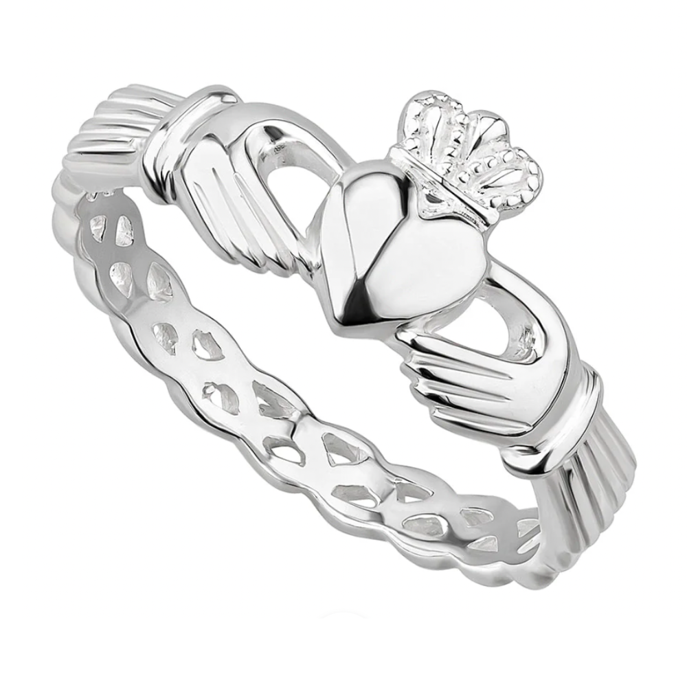Celtic Weave Claddagh Ring - 925 Sterling Silver