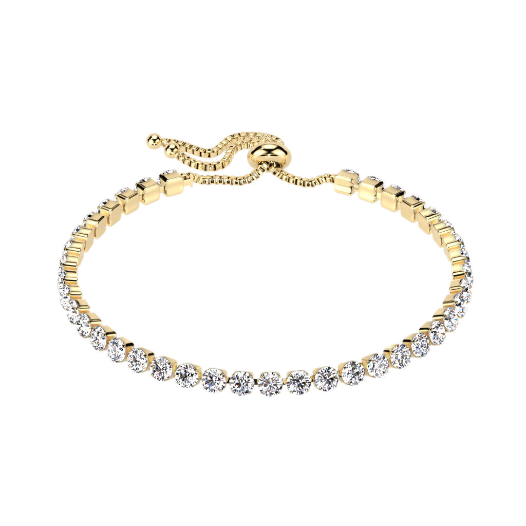 Adjustable CZ Crystal Tennis Bracelet - 316L Stainless Steel