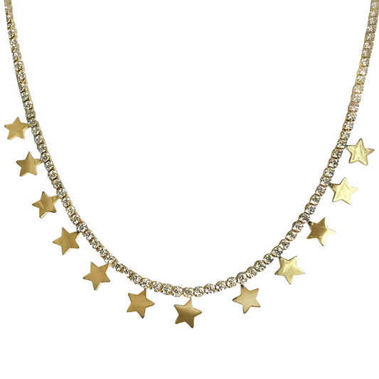 Star Charm Tennis Necklace - 316L Stainless Steel