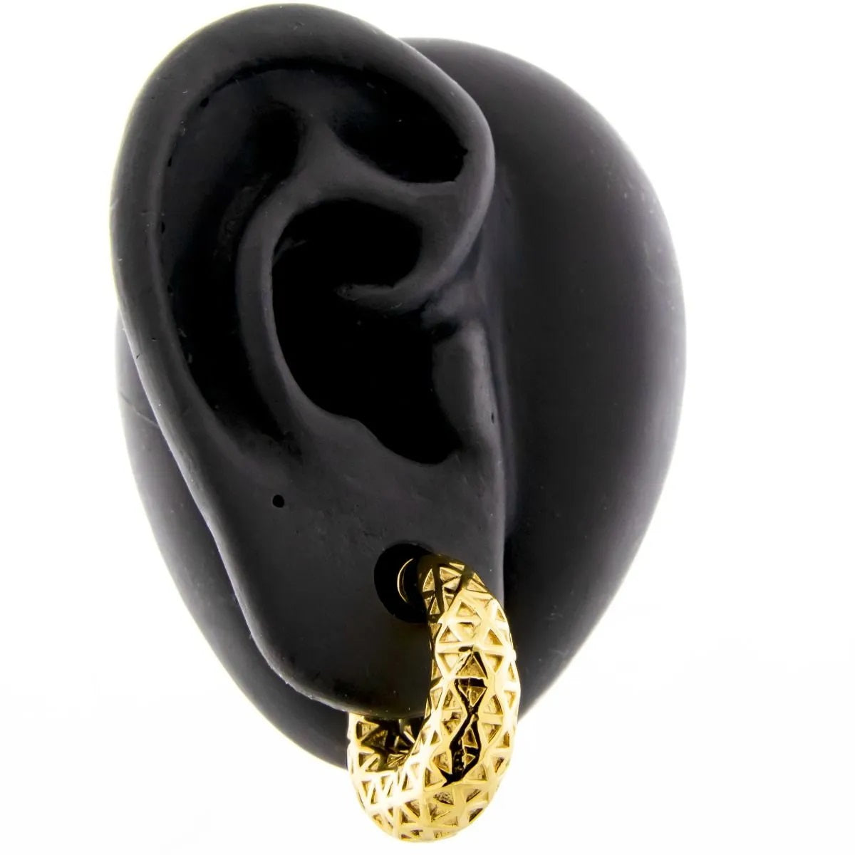 Textured Geometric Pattern Hinged Clicker Ring for Stretched Piercings - 316L Stainless Steel