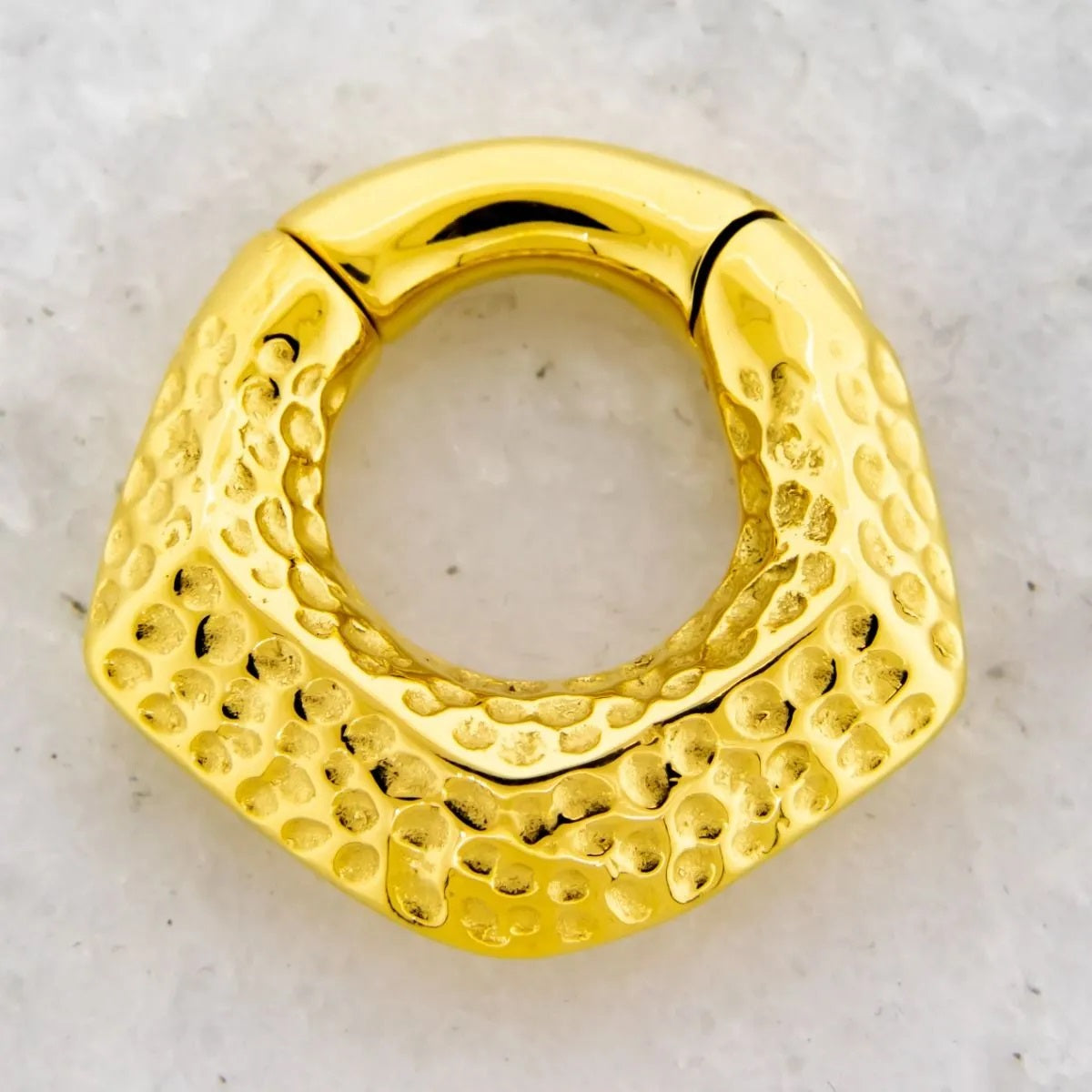 Hammered V-Shaped Hinged Clicker Rings for Stretched Piercings - Pair - 316L Stainless Steel