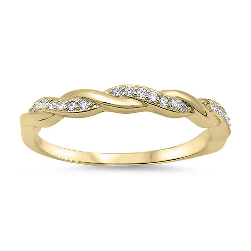 CZ Crystal Braided Twist Ring - 925 Sterling Silver