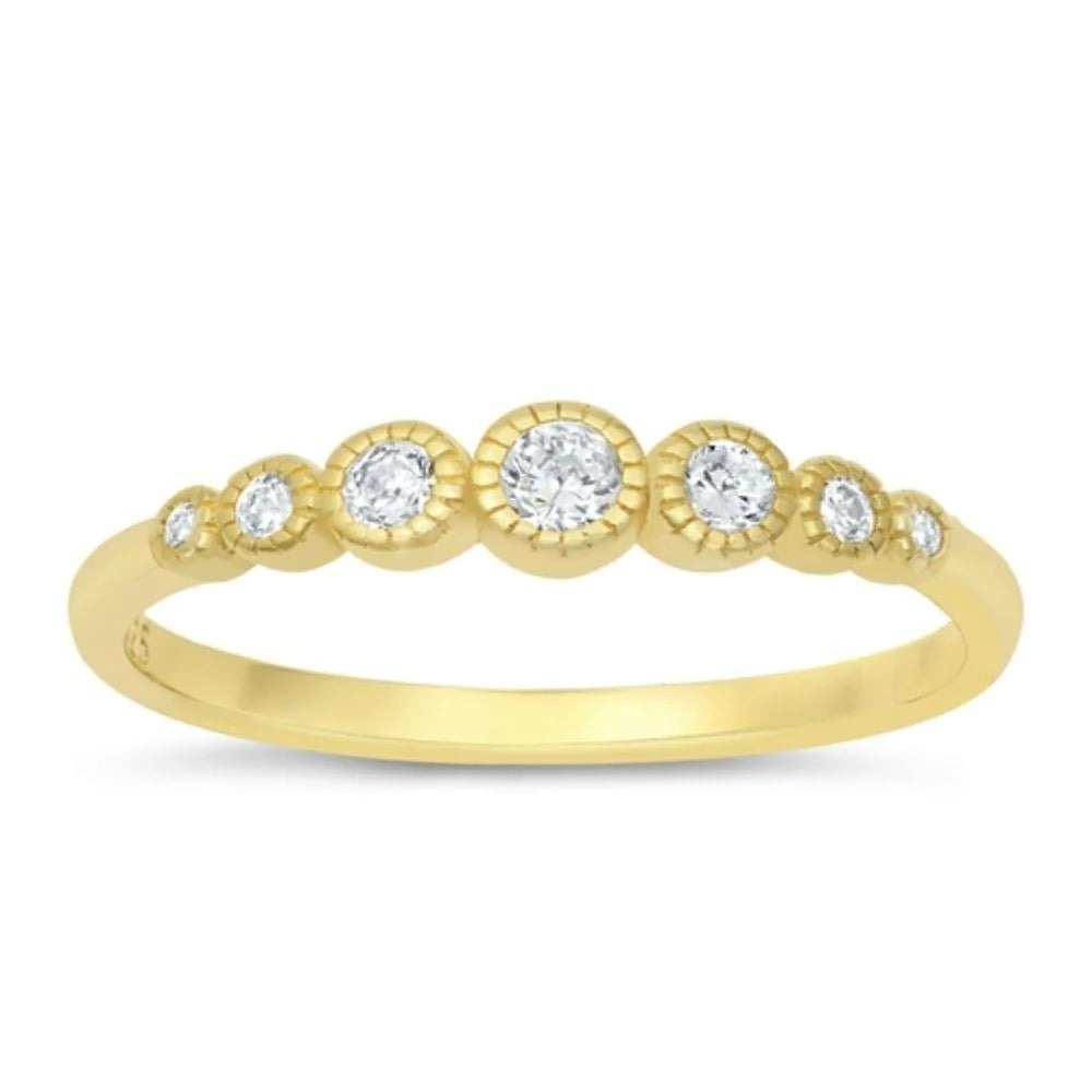 Multi CZ Crystal Lined Ring - Gold Plated 925 Sterling Silver
