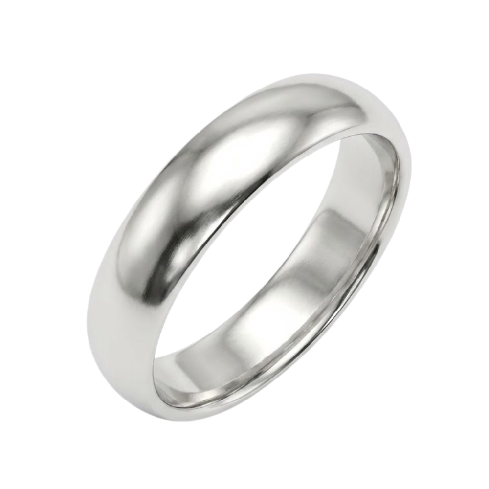 Polished 5mm Plain Band Ring - 925 Sterling Silver