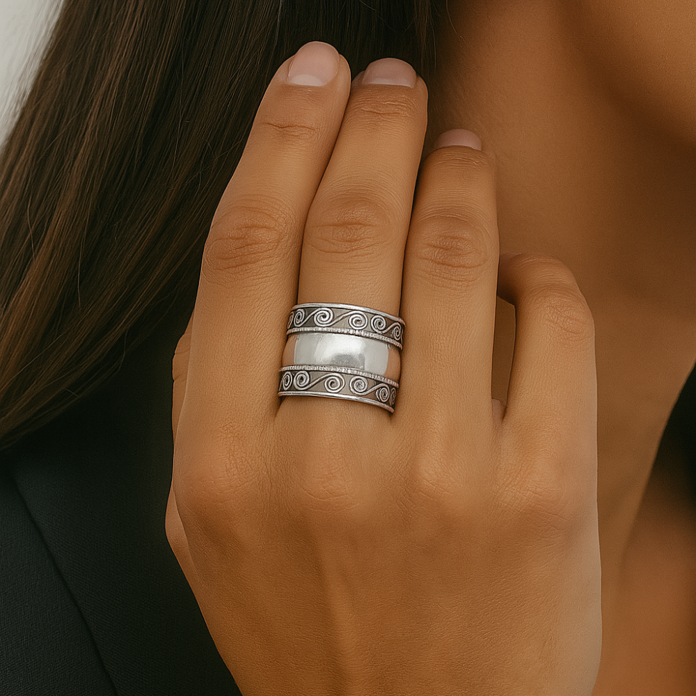 Spiral Bali Braided 18mm Thick Ring - 925 Sterling Silver