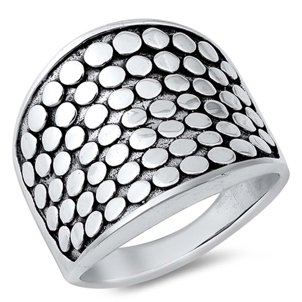 Textured Dot Statement Ring - 925 Sterling Silver