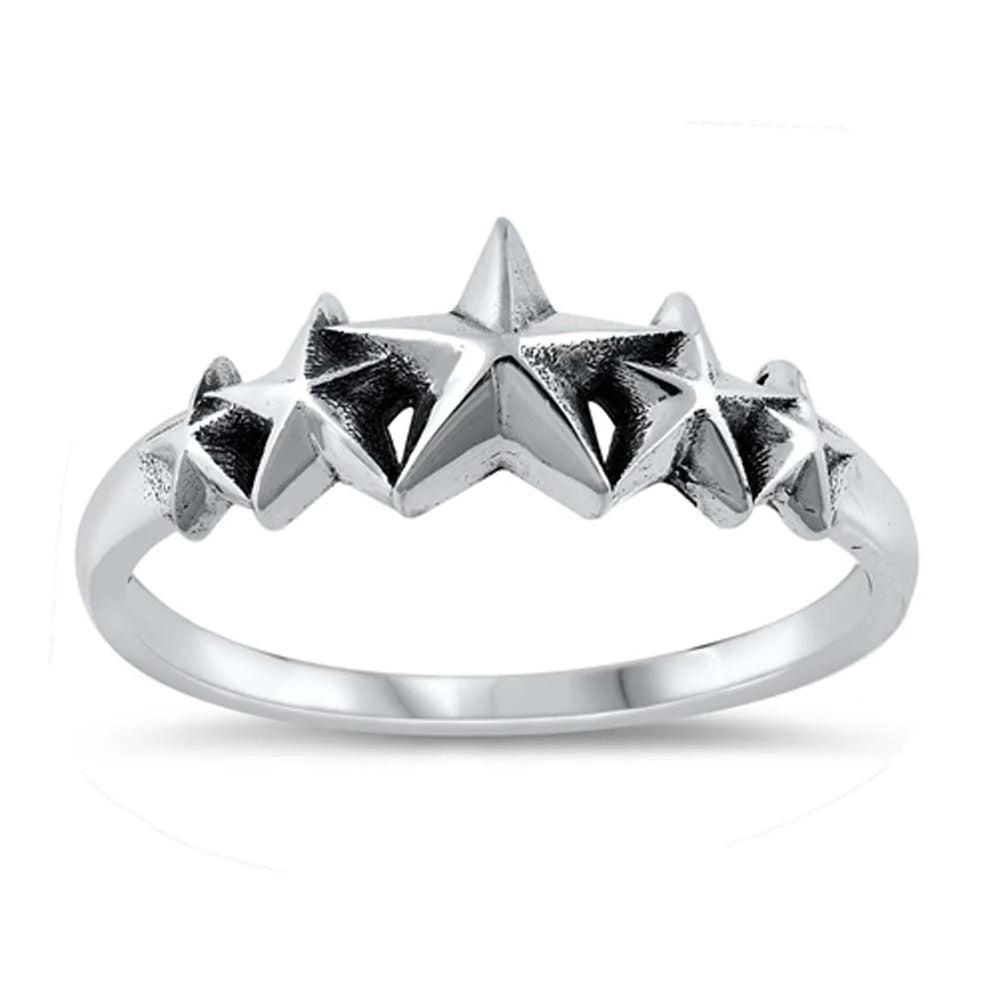 Five Star Ring - Oxidized 925 Sterling Silver