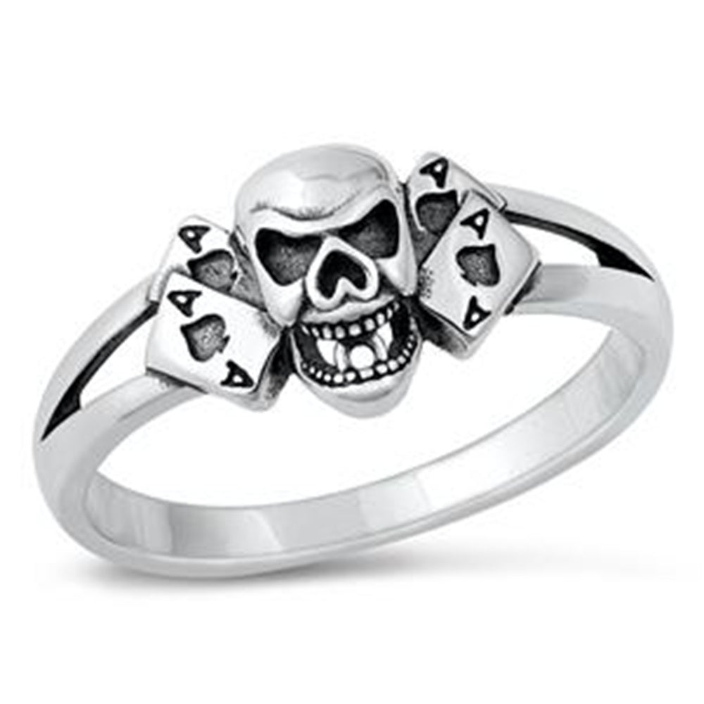 Skull and Ace of Spades Ring - 925 Sterling Silver