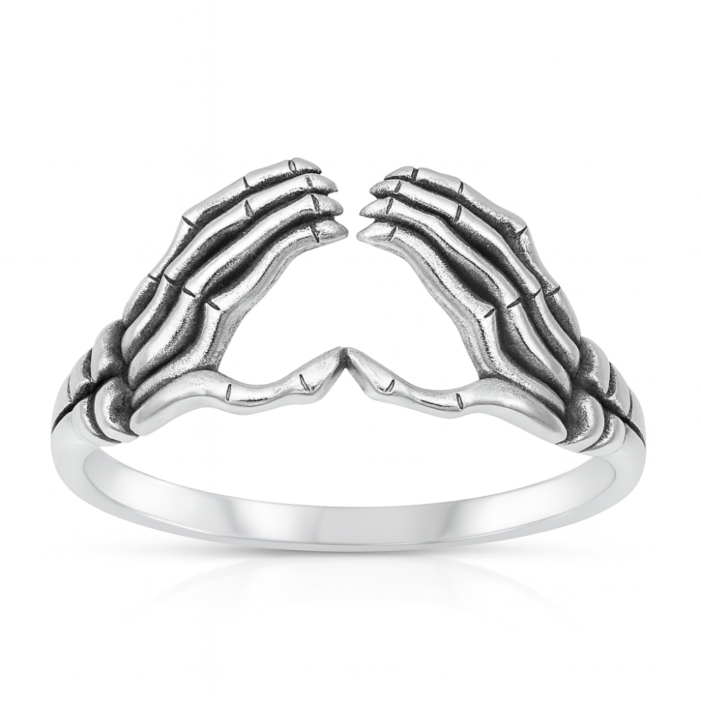 Skeleton Hands Ring - Oxidized 925 Sterling Silver