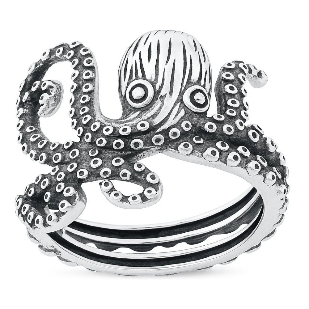 Octopus Ring - Oxidized Sterling Silver