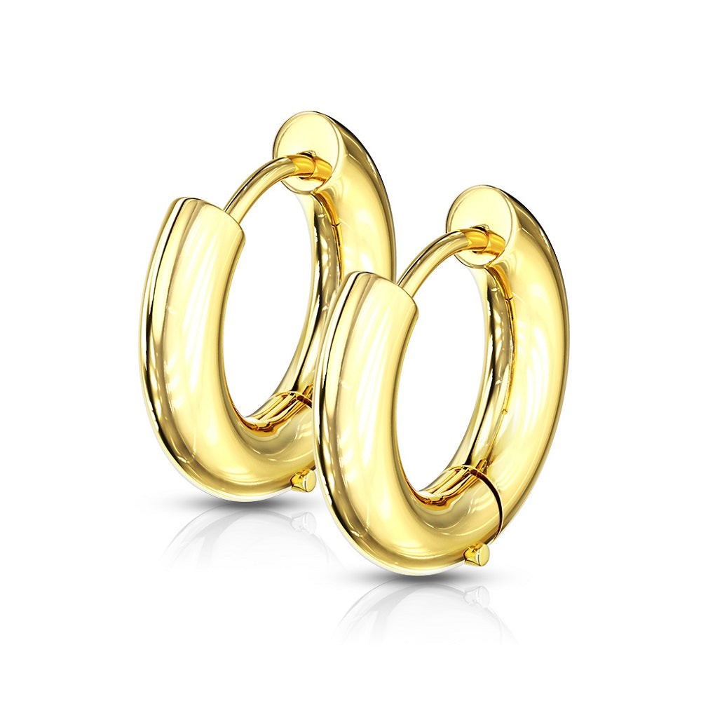 5mm Thick Round Hinged Hoop Earrings - 316L Stainless Steel