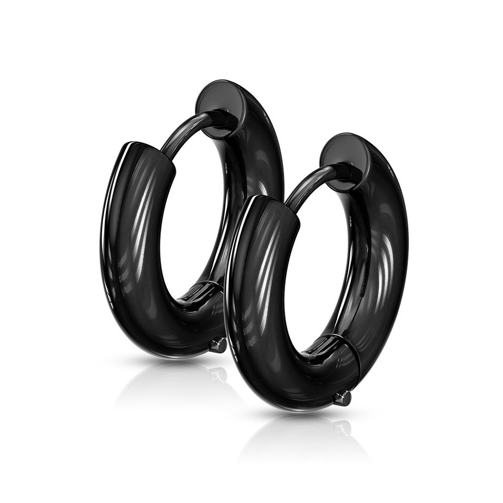 5mm Thick Round Hinged Hoop Earrings - 316L Stainless Steel
