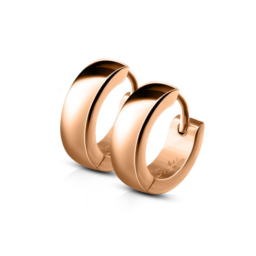 4mm Domed Huggie Hoop Earrings - Pair - 316L Stainless Steel