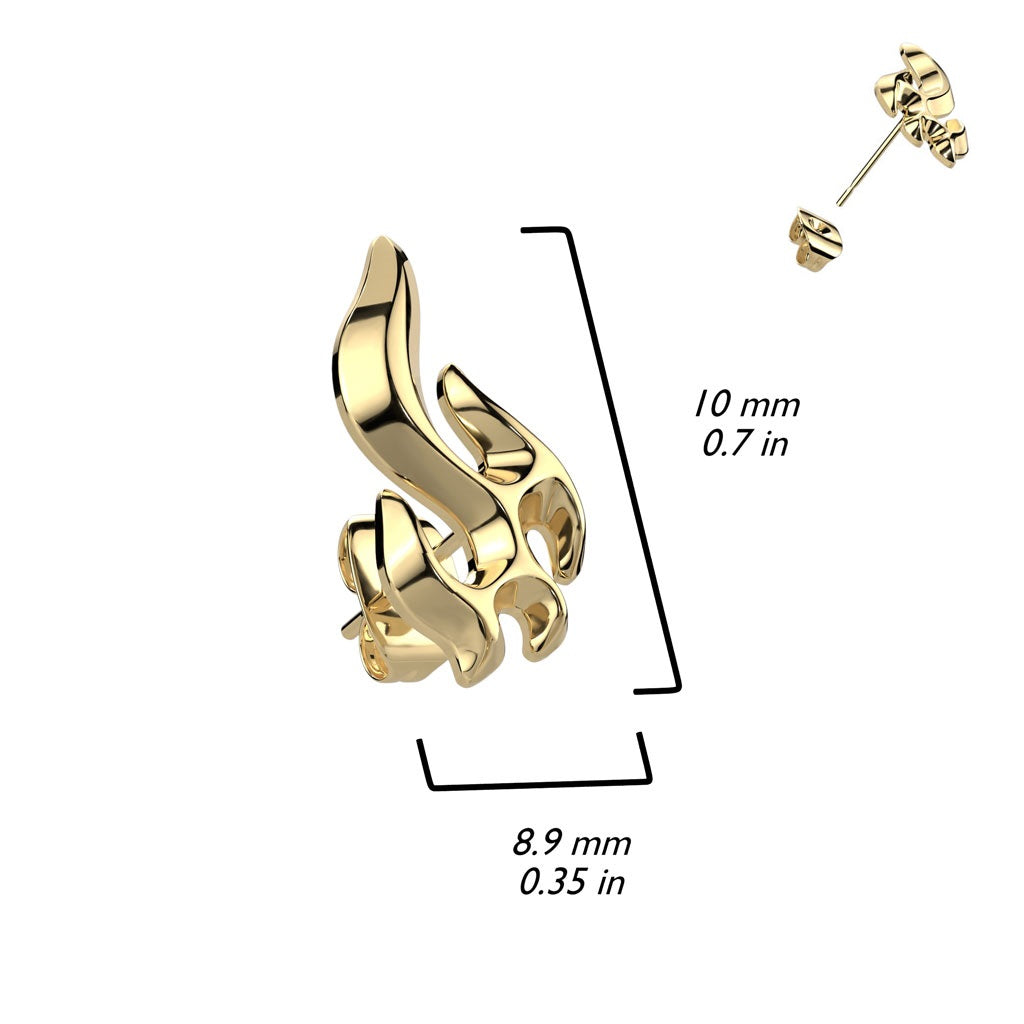 Flame Stud Earrings - 316L Stainless Steel