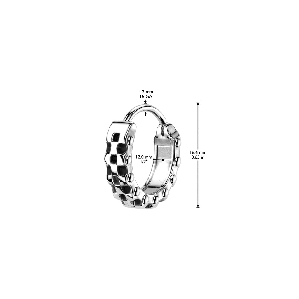 Bike Chain Hoop Earrings - Pair - 316L Stainless Steel
