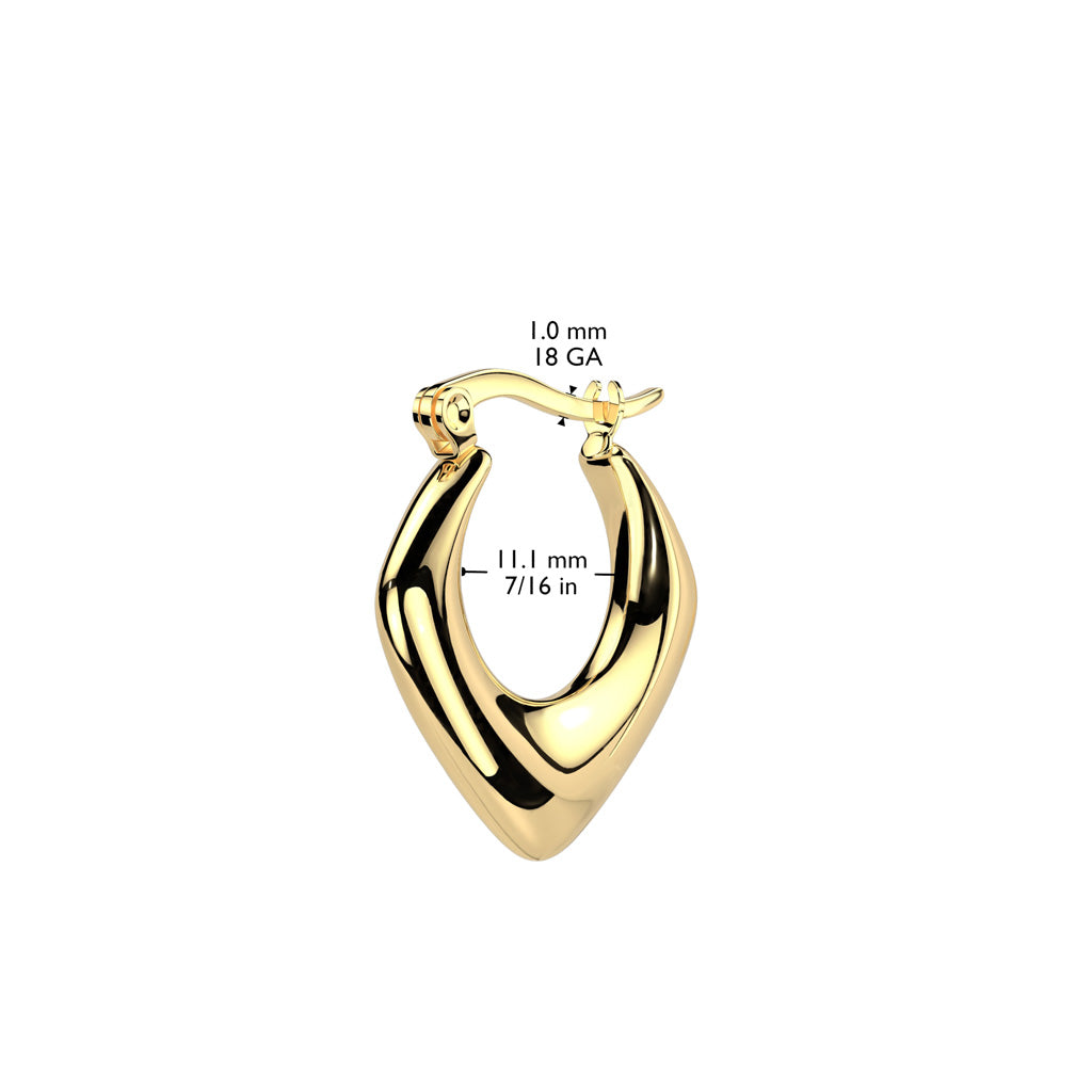Polished Pointed Hinged Hoop Earrings - Pair - 316L Stainless Steel