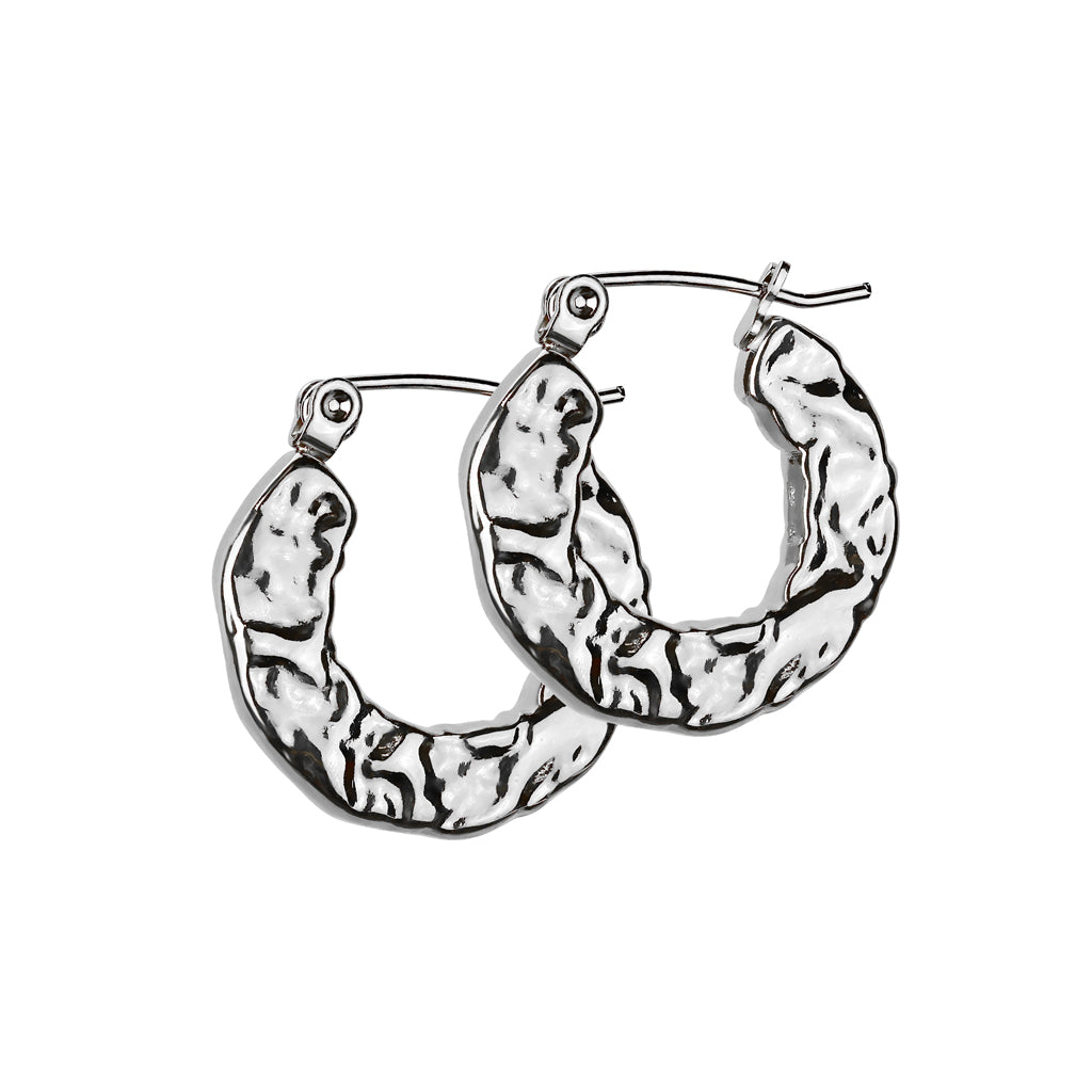 Hammered Hoop Earrings - Pair - 316L Stainless Steel