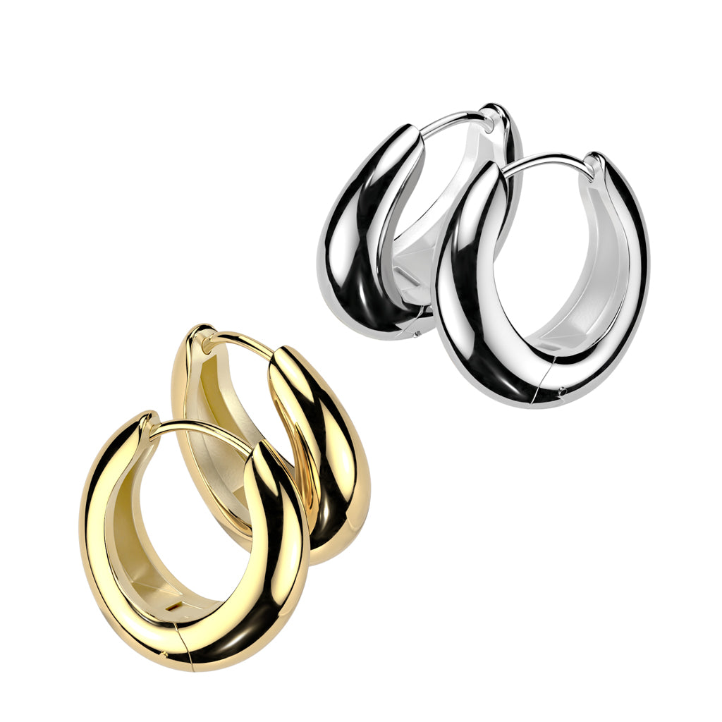 Tapered Huggie Hoop Earrings - Pair - 316L Stainless Steel