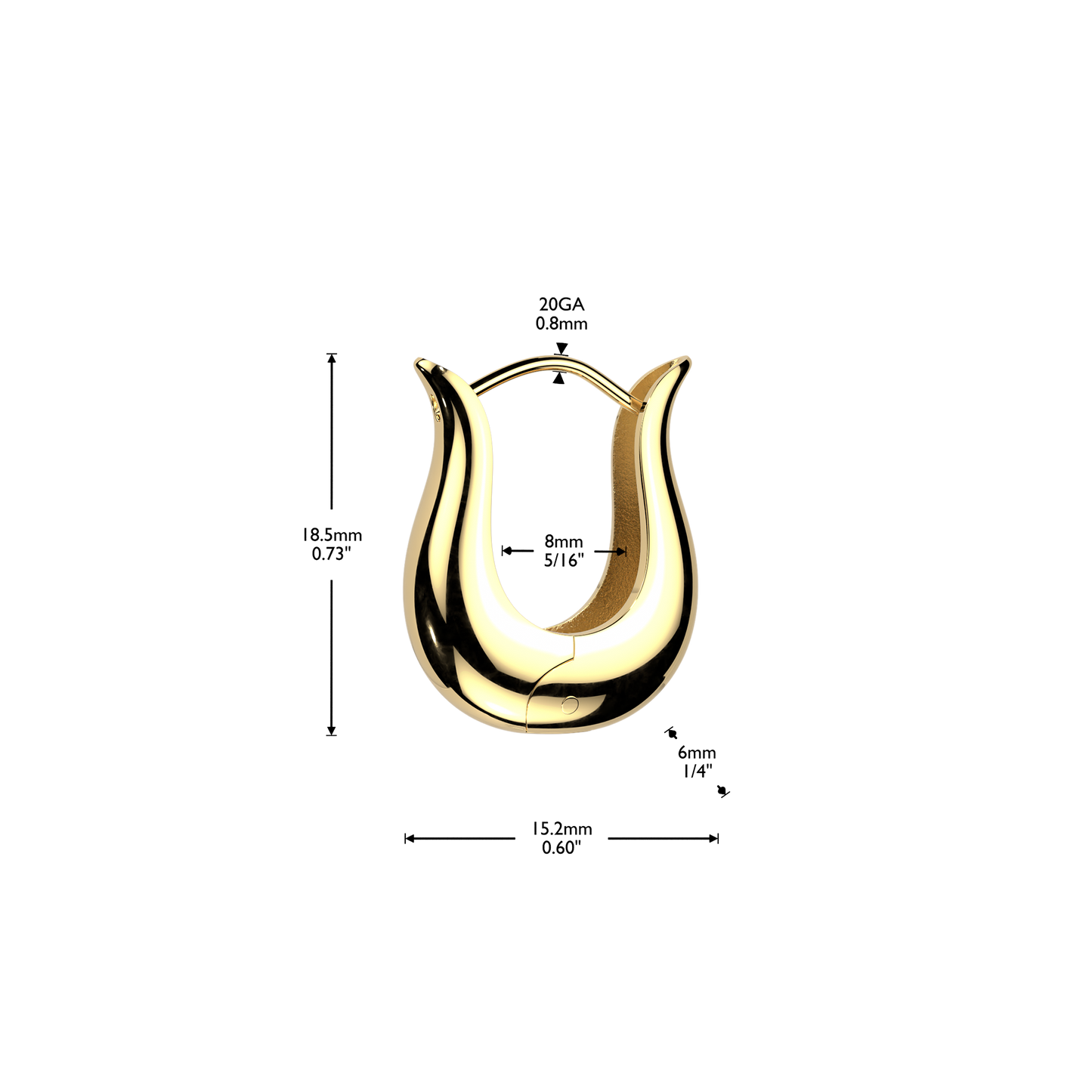 Tulip Shaped Hinged Hoop Earrings - Pair - 316L Stainless Steel