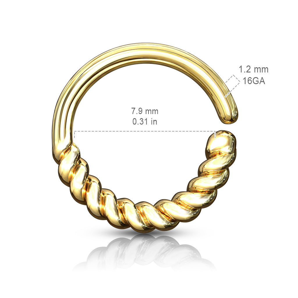 Half Braided Bendable Hoop - Platinum Plated Brass