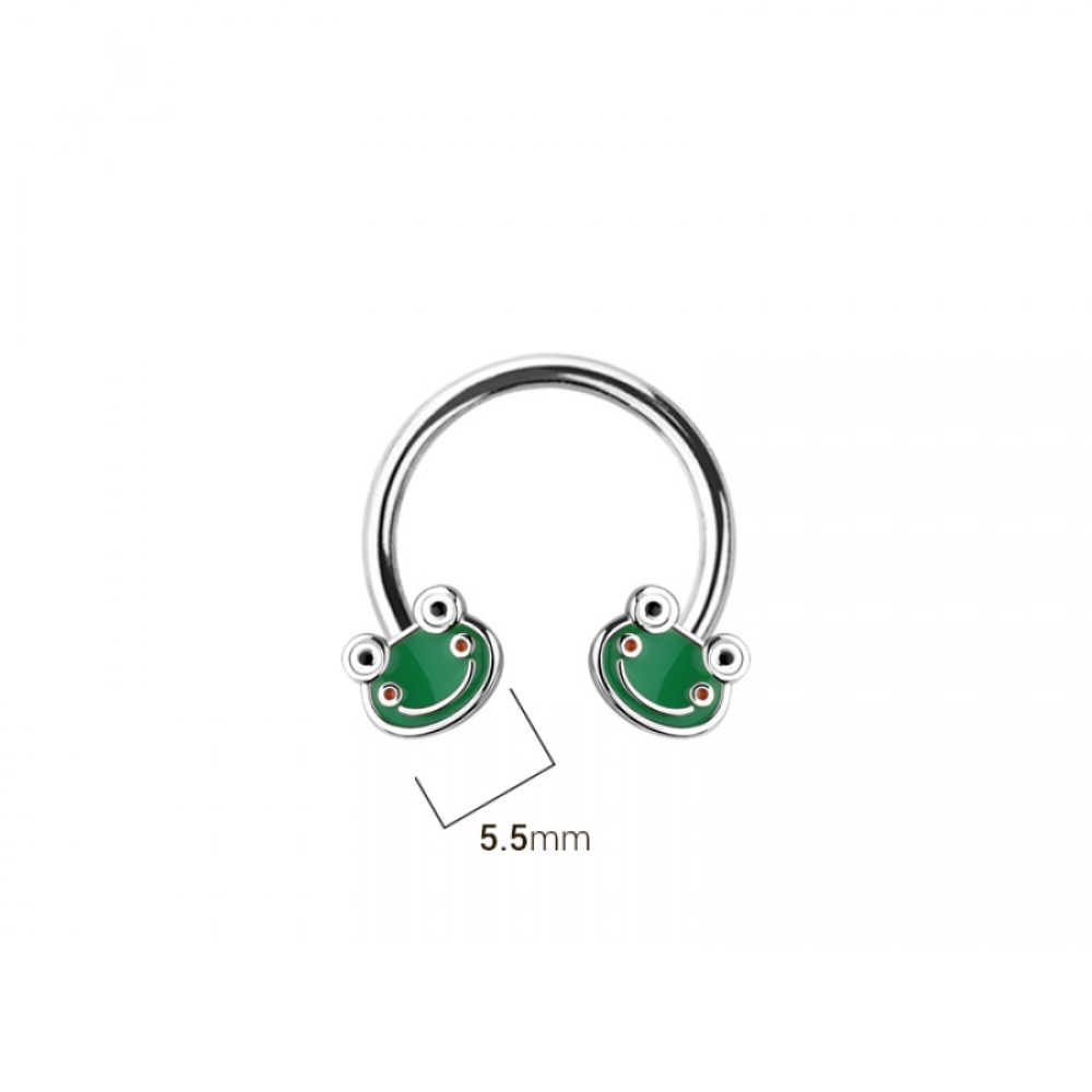 Smiling Frog Ends Horseshoe Circular Barbell - 316L Stainless Steel