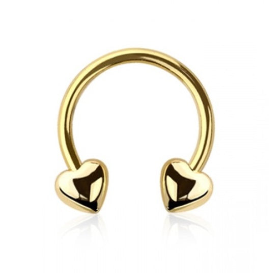 Heart Ends Horseshoe Circular Barbell - 316L Stainless Steel