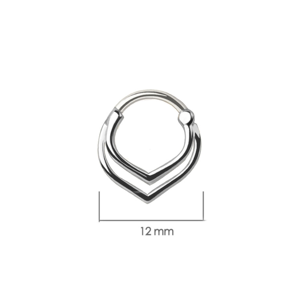 Triple V-Shape Hinged Segment Clicker Ring - 316L Stainless Steel