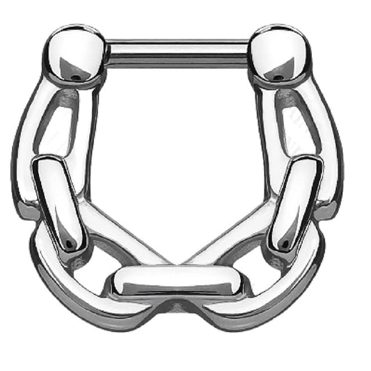Thick Chainlink Hanger Septum Clicker Ring - 316L Stainless Steel