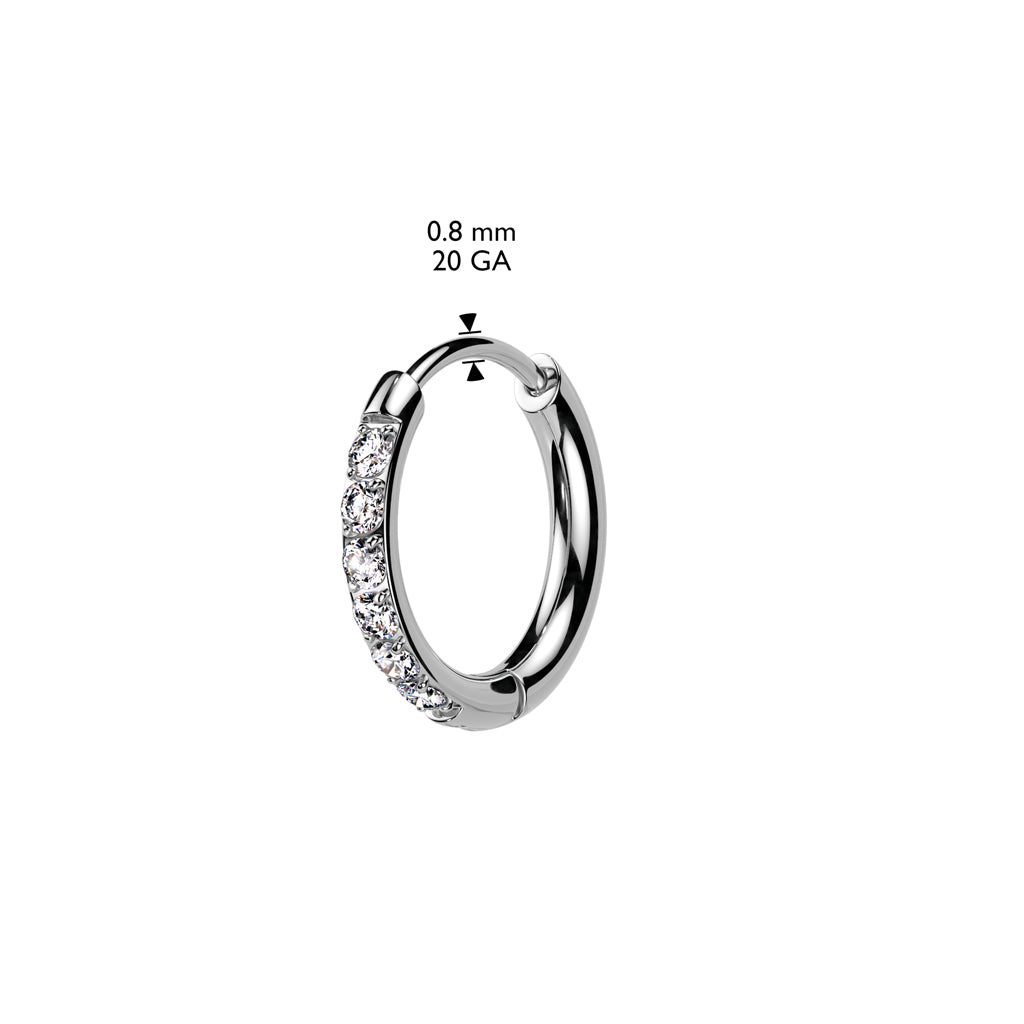 CZ Crystal Lined 2mm Thin Hinged Huggie Hoop Earrings - Pair - 316L Stainless Steel