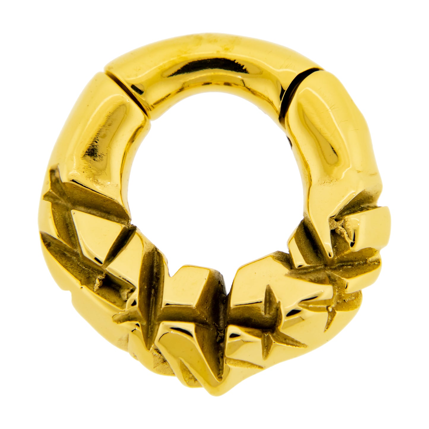 Crinkled Texture Design Hinged Clicker Ring for Stretched Piercings - 316L Stainless Steel