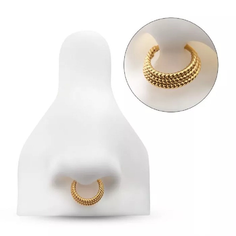 Terraced Triple Stack Twisted Design Front Facing Hinged Segment Ring - 316L Stainless Steel