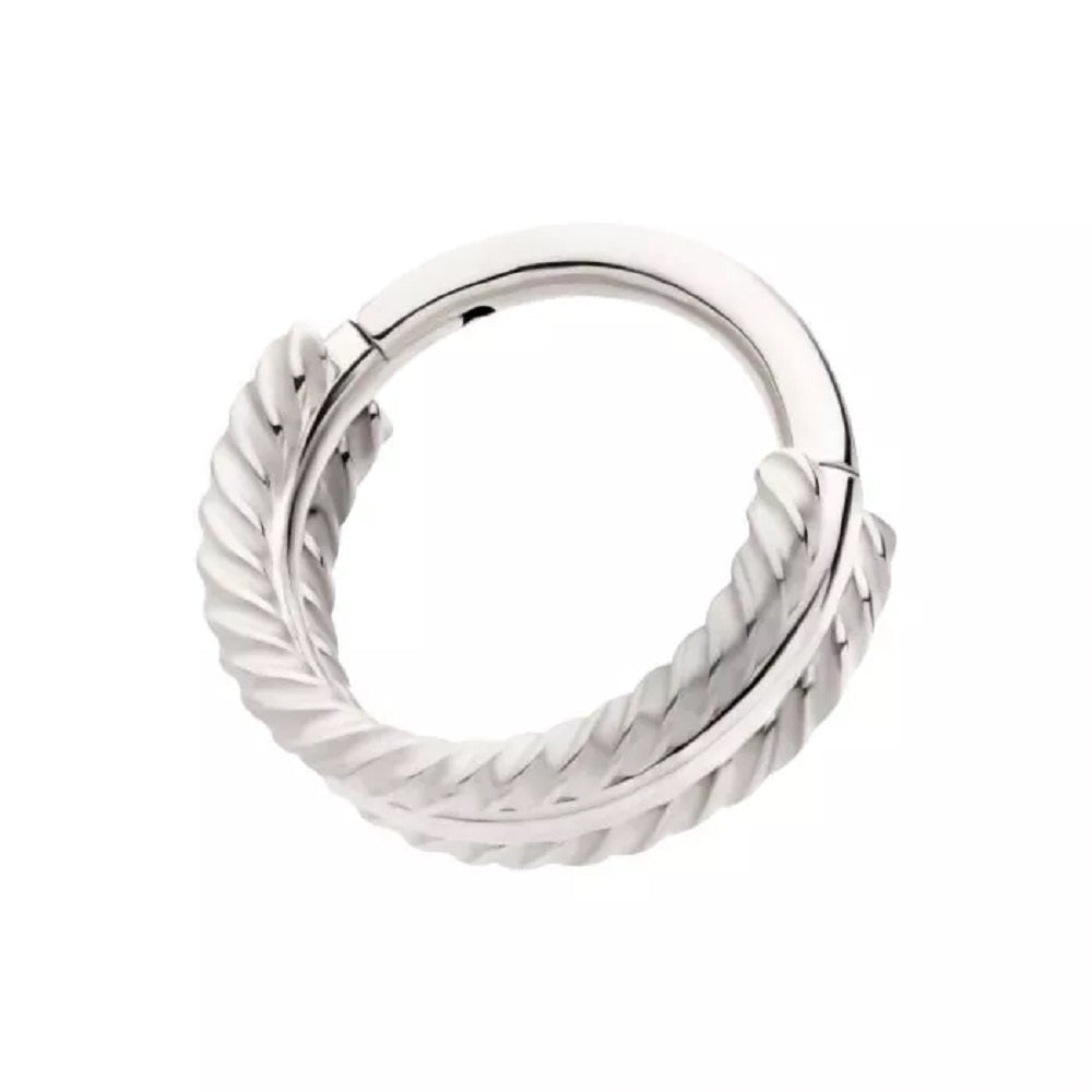 Triple Stack with Twisted Edge Side Facing Hinged Segment Ring - 316L Stainless Steel