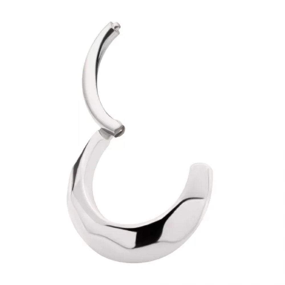 Polished Hammered Domed Thick Hoop Hinged Segment Ring - 316L Stainless Steel