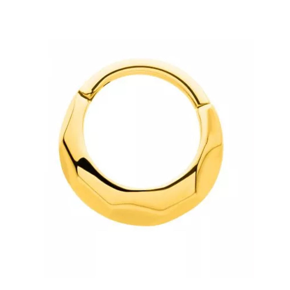 Polished Hammered Domed Thick Hoop Hinged Segment Ring - 316L Stainless Steel