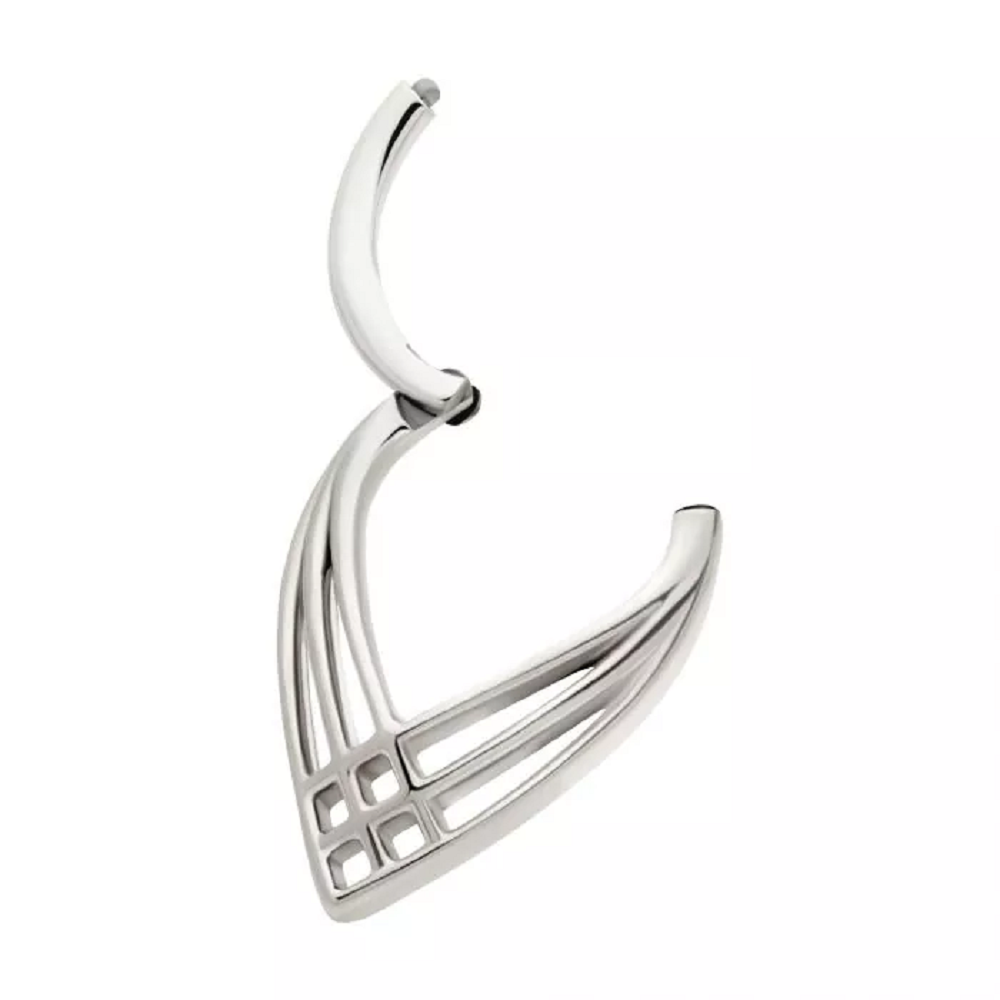Triple Cross Pattern Weave Teardrop Shaped Hinged Segment Ring - 316L Stainless Steel