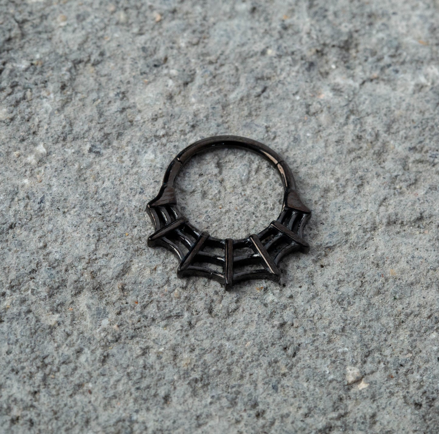 Spider Web Hinged Segment Ring - Stainless Steel