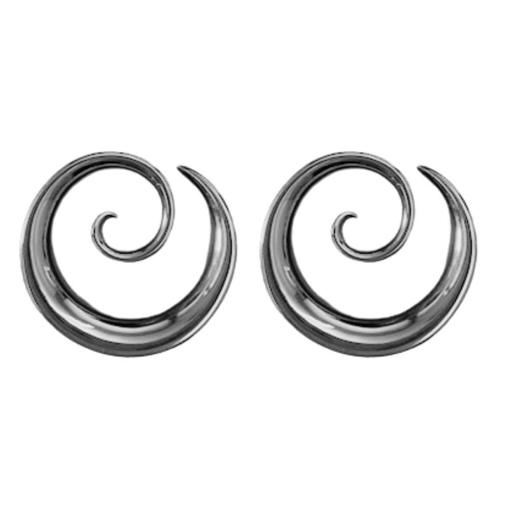 Spiral Double Flared Tunnels - Pair - 316L Stainless Steel