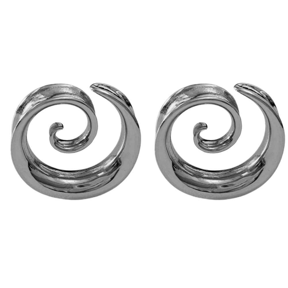 Spiral Double Flared Tunnels - Pair - 316L Stainless Steel