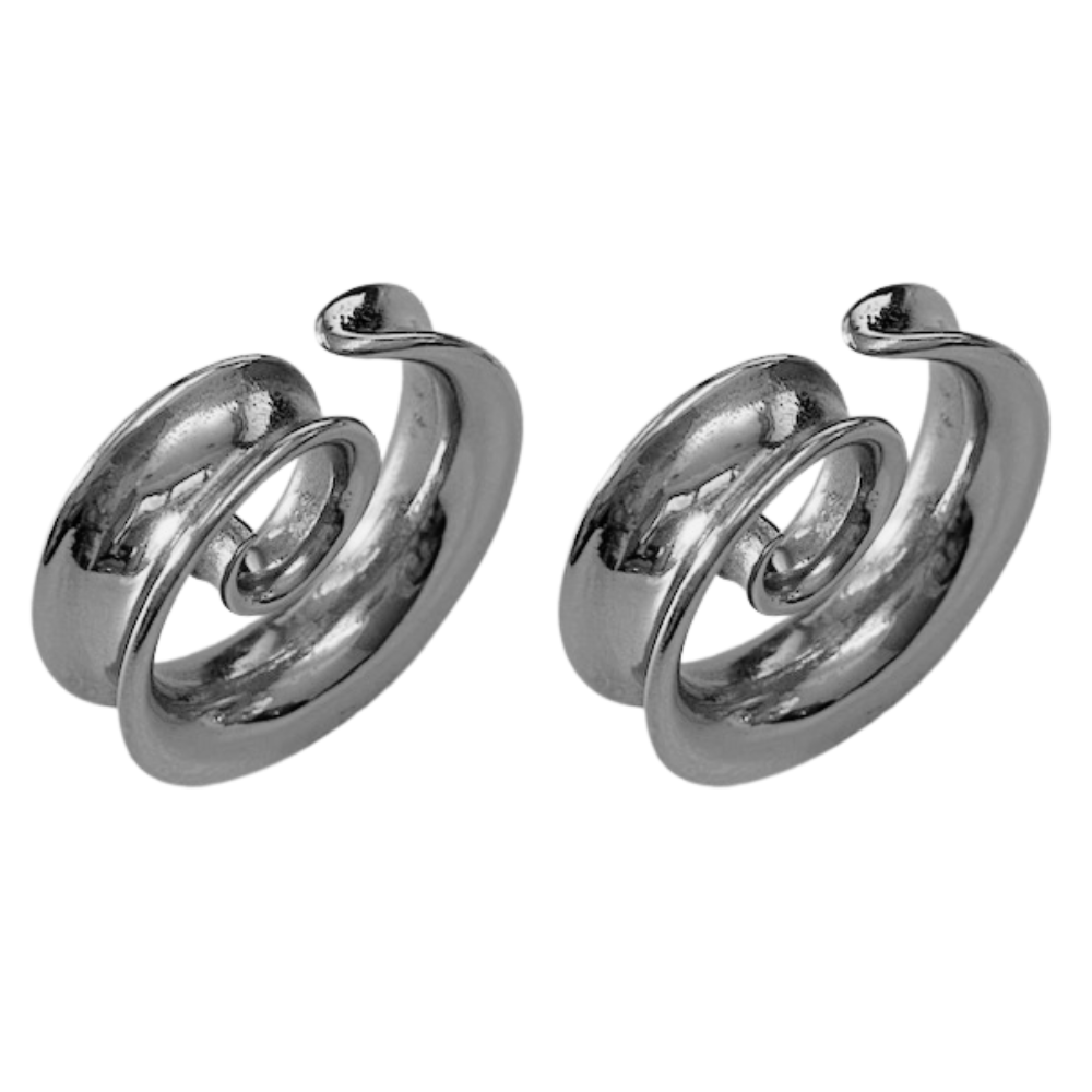 Spiral Double Flared Tunnels - Pair - 316L Stainless Steel