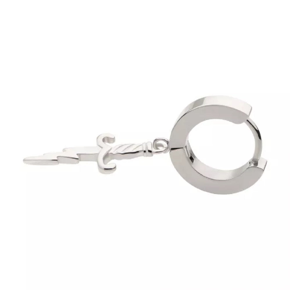 Lightning Bolt Dagger Dangling Huggie Hoop Earrings - Pair - 316L Stainless Steel