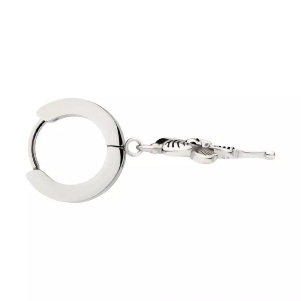 Butterfly with Skull Head Dangling Huggie Hoop Earrings - Pair - 316L Stainless Steel