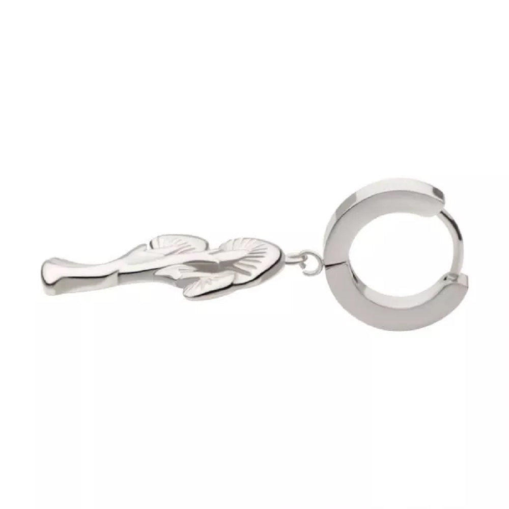 Mushroom Trio Dangling Huggie Hoop Earrings - Pair - 316L Stainless Steel